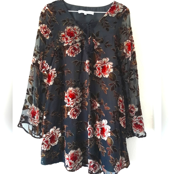 Cupcakes & Cashmere Women's Floral Black Valda Dress Small - Picture 3 of 7